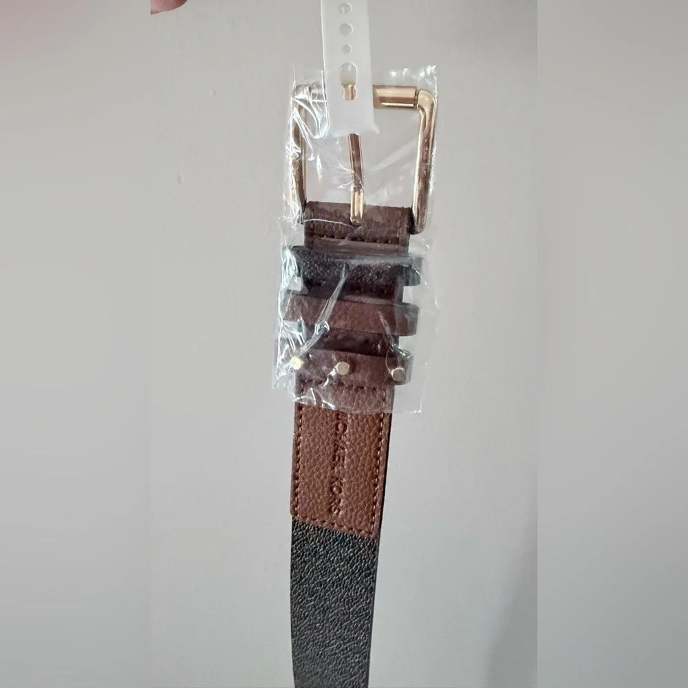 $58 Michael Kors logo Tan Belt with Gold Accents large